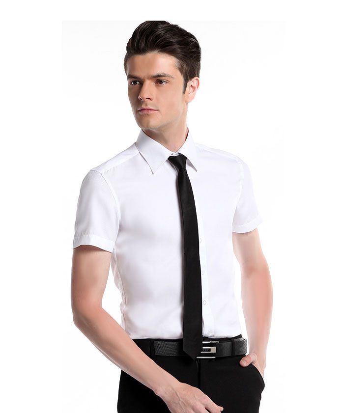 男士短袖衬衫+白色