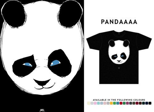 黑白熊猫创意t恤衫图案设计